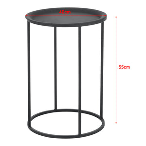 Table d'appoint Anaklia lot de 3 rond métal noir en.casa