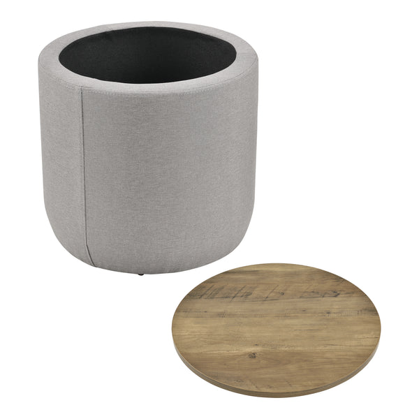 [en.casa] Table Basse Ronde avec Rangement Panneaux de Particules Textile Couleur Bois Gris 41 x 43 cm 