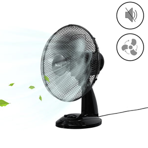 Ventilateur de table Ø 31 cm avec 3 vitesses Oscillant 40W Noir in.tec