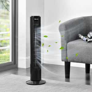 Ventilateur sur pied avec 3 vitesses Silencieux Oscillation Noir in.tec