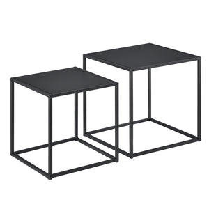 Table d'appoint Morsum lot de 2 design industriel noir [en.casa]
