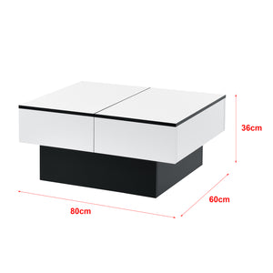 Table basse Lens avec plateau relevable Noir/Blanc [en.casa]