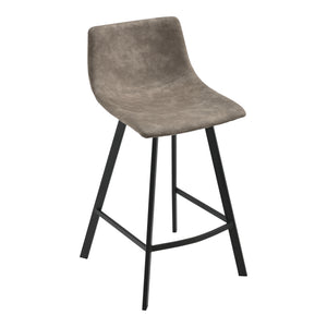 Set de 2 tabourets de bar Edinburgh avec pieds en métal Imitation daim Rembourré Gris foncé en.casa