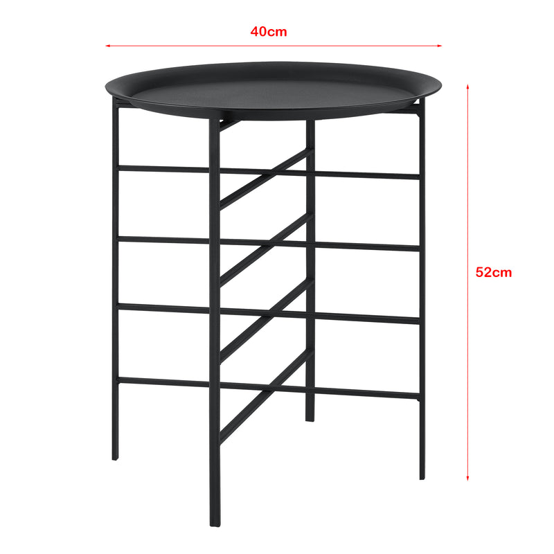 Croquis coté Table Basse Wiltz Plateau Amovible Métal 40 x 40 x 52 cm Noir [en.casa]