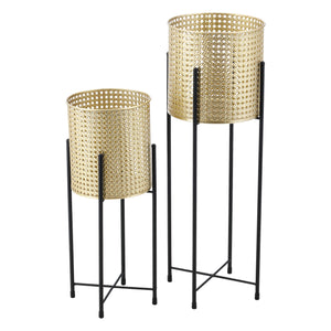 Set de 2 Supports de Plante Mol Noir Doré [en.casa]