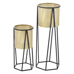 Support de pot de fleurs Musson 2 pcs Noir-Doré en.casa