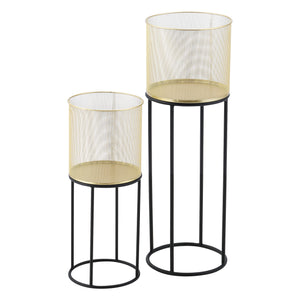 Support de pot de fleurs Manhay 2 pcs Noir-Doré en.casa
