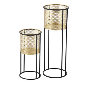 Support de pot de fleurs Malmedy 2 pcs Noir-Doré en.casa