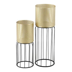 Support de pot de fleurs Maaseik 2 pcs. Noir-doré en.casa