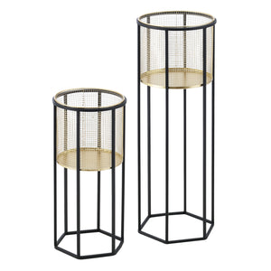 Support de pot de fleurs Malgedem 2 pcs. Noir-doré en.casa