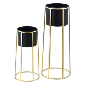 Set de 2 Supports de Plantes Macon Doré Noir [en.casa]