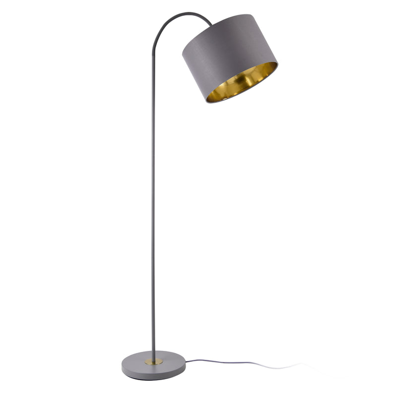 Croquis coté Lampadaire Toledo Abat-Jour Inclinable E27 Hauteur 173 cm Gris [lux.pro]
