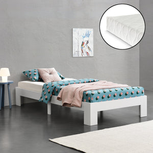 Lit en bois Raisio avec matelas en mousse froide différentes couleurs et tailles en.casa