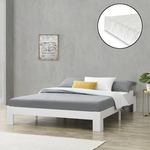 Lit en bois Raisio avec matelas en mousse froide différentes couleurs et tailles en.casa
