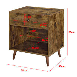 Table de Nuit Ronneby 58 x 50 x 40 cm Effet Bois Foncé [en.casa]