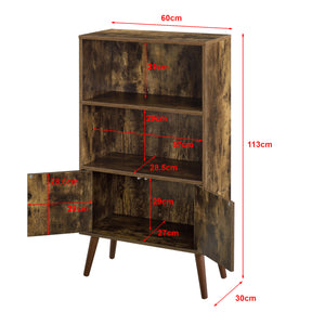 Bibliothèque à 2 Portes pour Salon Ängelholm 113 x 60 x 30 cm Effet Bois Foncé [en.casa]