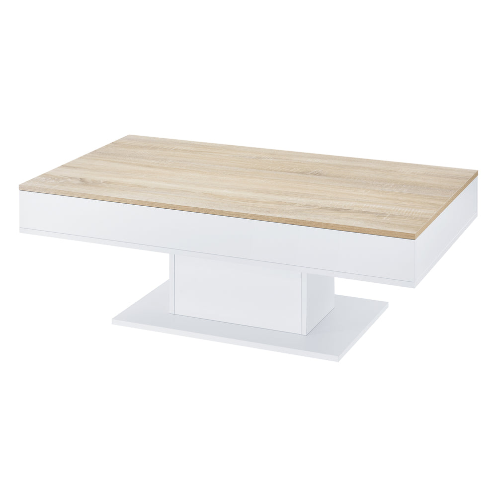 Table basse Lünen 40x110x60cm avec 2 compartiments de rangement aspect chêne blanc en.casa - premiumXL