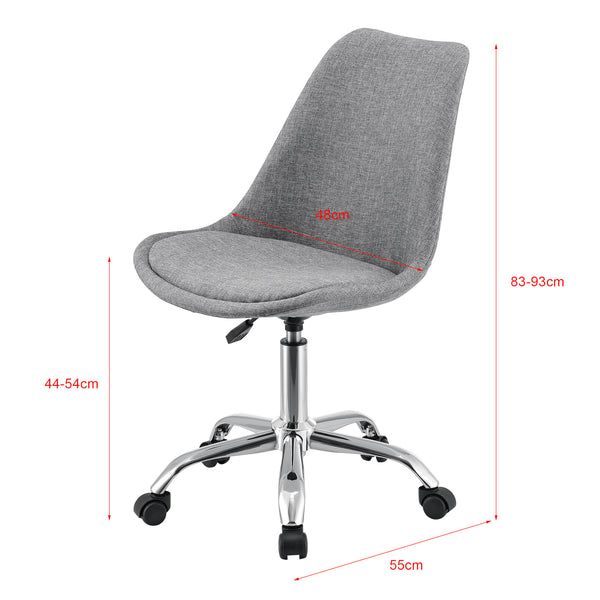 Chaise de Bureau Atherton à Roulettes Réglable en Hauteur Gris Clair [en.casa]
