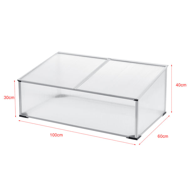 Châssis de culture Hoorn avec toit divisé 100x60x40 cm Aluminium Polycarbonate en.casa