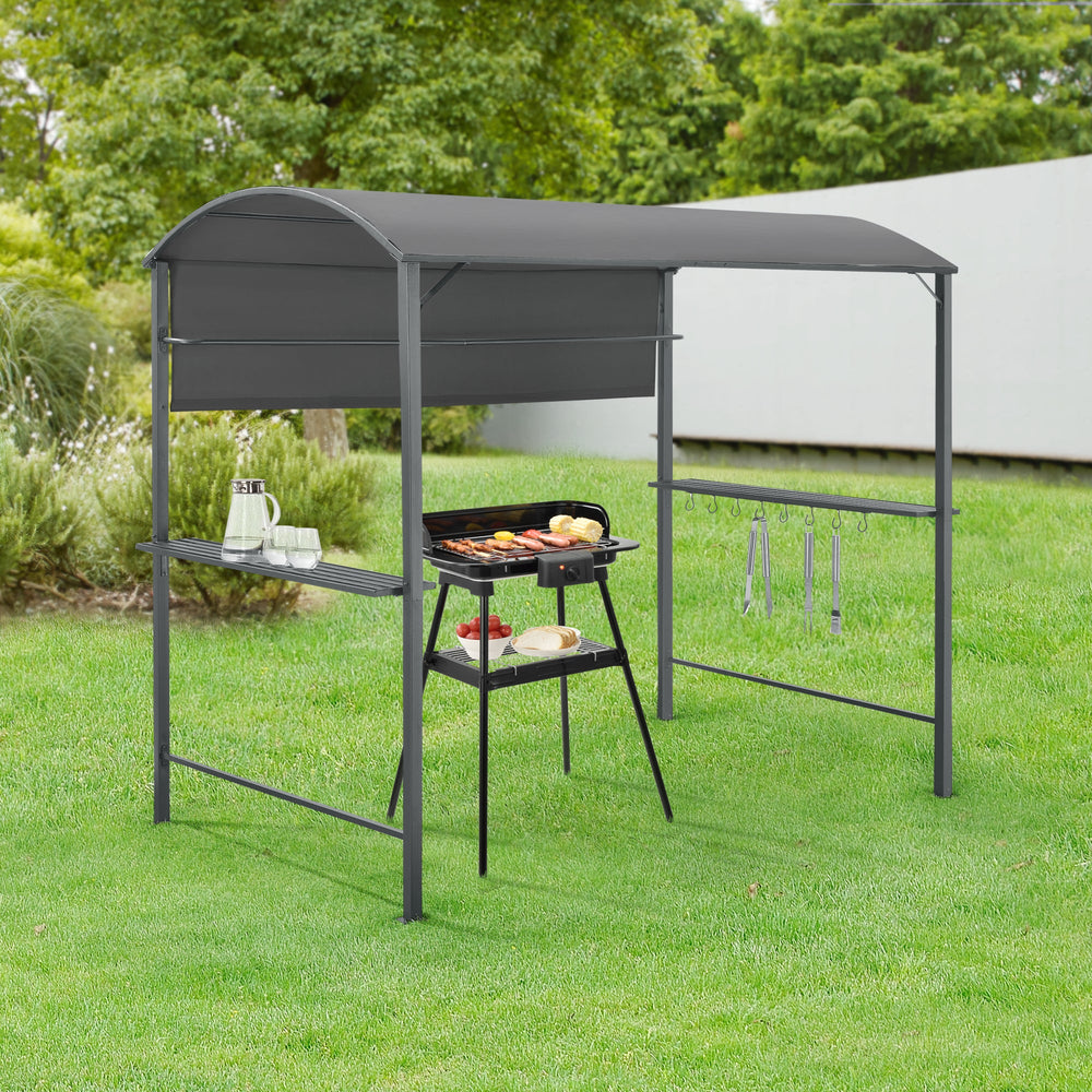 Pavillon de barbecue Pyrgos 215 x 220 x 140 cm gris foncé en.casa - premiumXL
