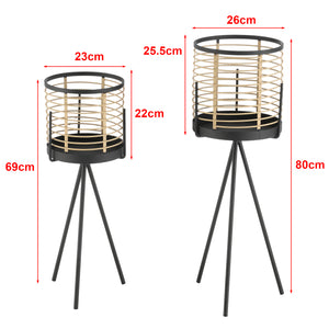 Lot de 2 Supports de Plante Lasne Noir Beige [en.casa]