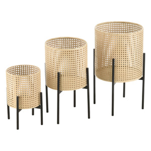 Lot de 3 Supports de Plante Walhain Métal Tailles Différentes Noir Sable [en.casa]