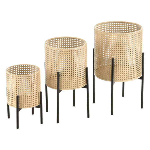 Lot de 3 Supports de Plante Walhain Métal Tailles Différentes Noir Sable [en.casa]