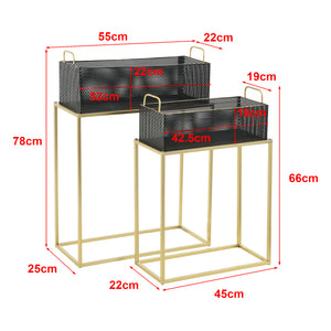 Lot de 2 Supports de Plante Jurbise Laiton Noir [en.casa]