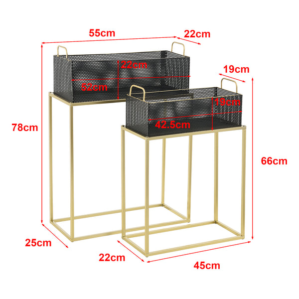 Lot de 2 Supports de Plante Jurbise Laiton Noir [en.casa]