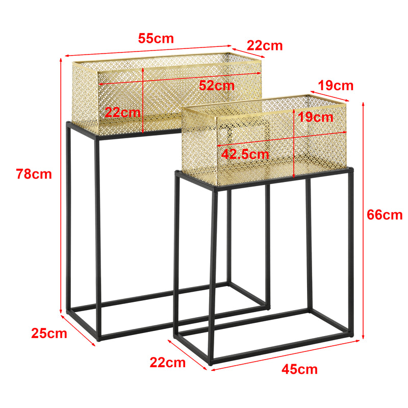 Croquis coté Lot de 2 Supports de Plante Anderlues Noir Laiton [en.casa]