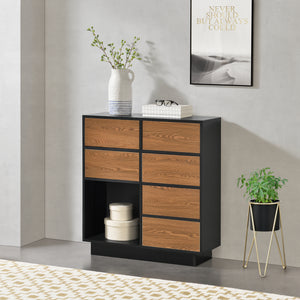 Commode Krokom 88 x 80 x 30 cm Noir Effet Bois Foncé [en.casa]