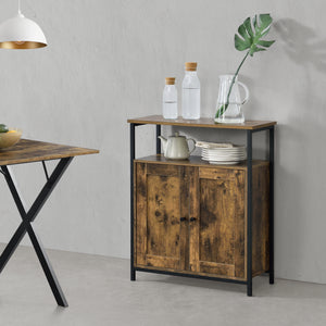 Table d'appoint Aremark 79x60x30cm avec compartiments d'armoire Ton de bois foncé [en.casa]