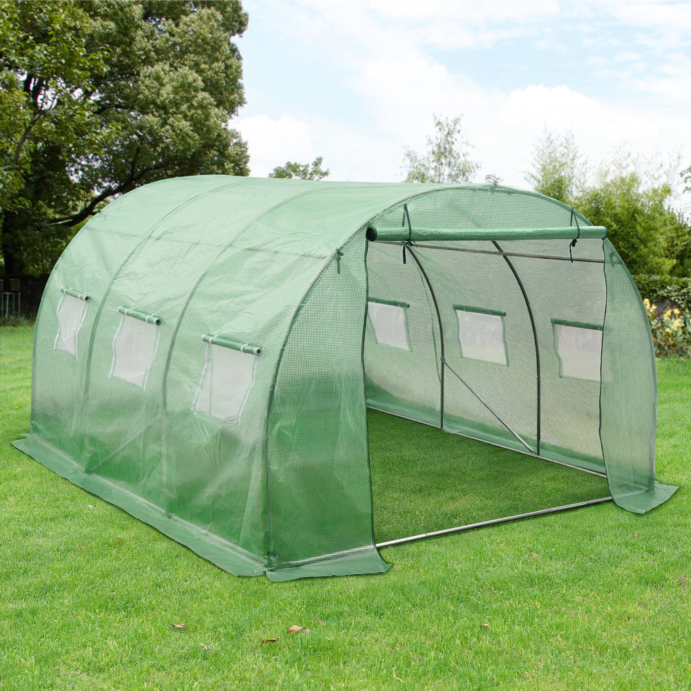 Tunnel de serre Dornbirn 300x300x200cm Film en treillis PE Vert [en.casa]