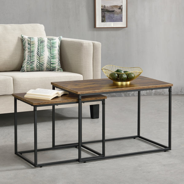 Ensemble de tables basses Härnösand lot de 2 teinte bois foncé [en.casa]