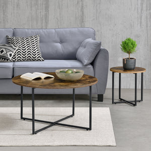 Set de table Härjedalen lot de 2 rond Ton bois foncé [en.casa]