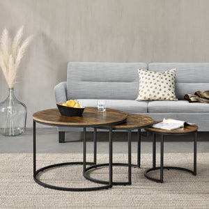 Ensemble de tables basses Arvidsjaur 3 pièces Ton bois foncé [en.casa]