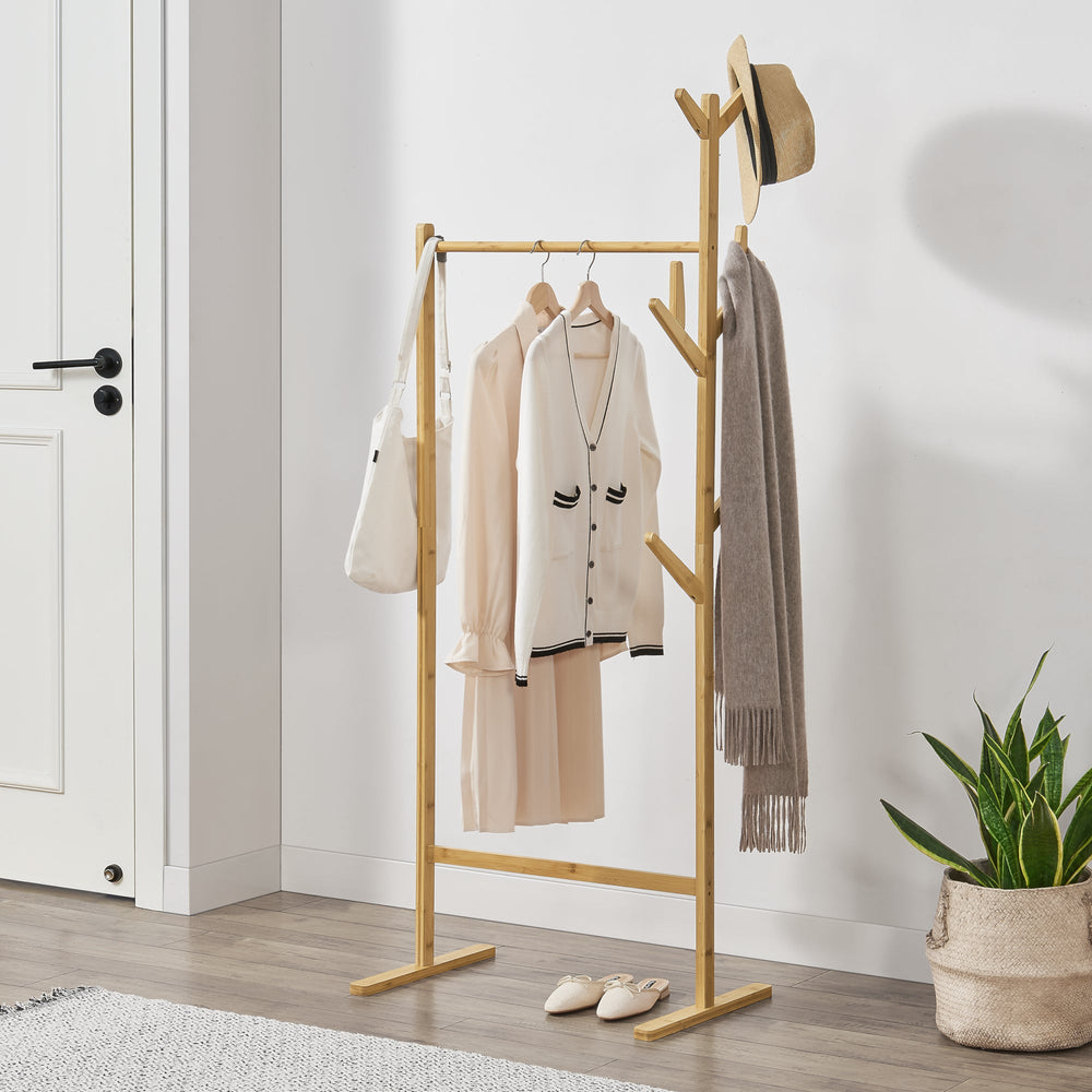 Bambus Garderobenständer Nordreisa 65x40x170cm [en.casa] - premiumXL