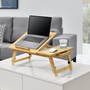 Table d'ordinateur portable en bambou Trysil 55x35x28cm [en.casa]