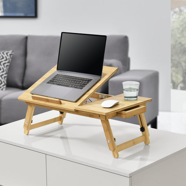 Table d'ordinateur portable en bambou Trysil 55x35x28cm [en.casa]