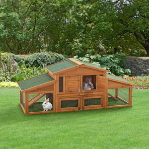 Clapier à lapins Schmitten 72x180x62cm en bois de sapin [en.casa]