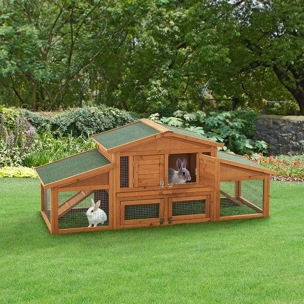 Clapier à lapins Schmitten 72x180x62cm en bois de sapin [en.casa]