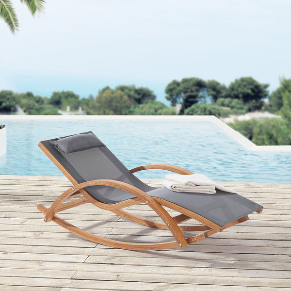 Chaise à bascule Iasmos 167x71x73cm Gris foncé [en.casa]