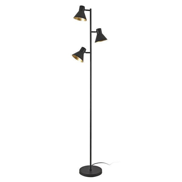 Lampadaire Pinntorp à 3 abat-jour réglables en métal 162 cm noir [lux.pro]
