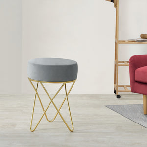 Tabouret rembourré Beveren 45 x 35 cm gris laiton [en.casa]