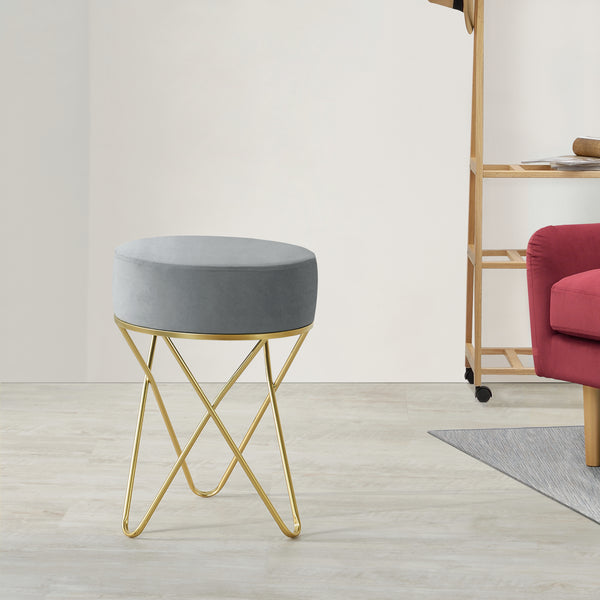 Tabouret rembourré Beveren 45 x 35 cm gris laiton [en.casa]