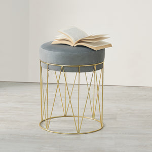 Tabouret rembourré Melsele 45 x 35 cm gris laiton [en.casa]