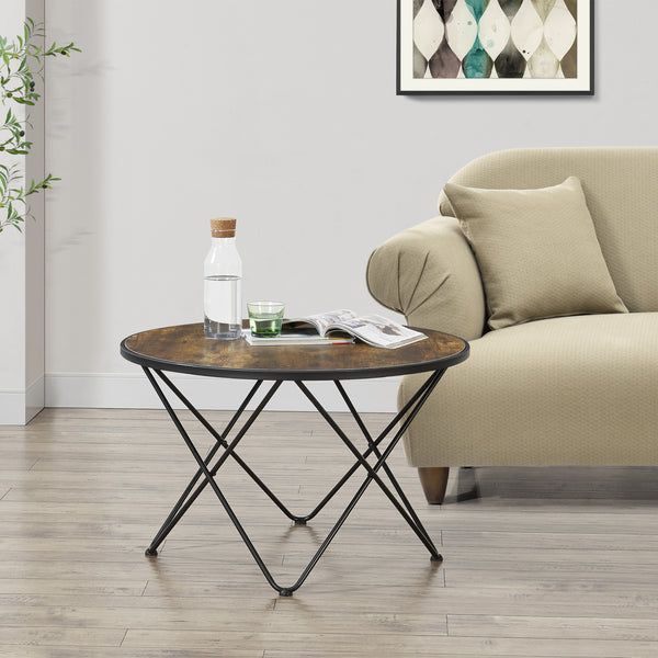 Table basse Goskamark 80x50 cm Structure en acier Teinte bois foncé [en.casa]