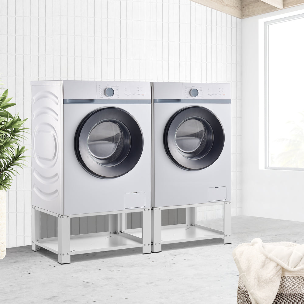 Socle pour lave-linge 2 compartiments Cremlingen 150 kg Blanc [en.casa] - premiumXL
