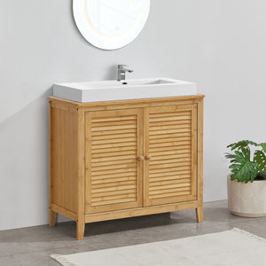 Meuble sous-lavabo en bambou Värmdö 60x67x30cm [en.casa]