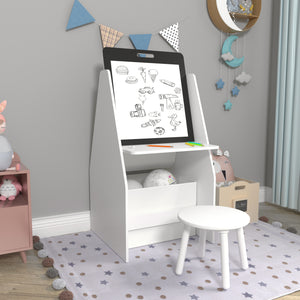 Bureau d'enfant et tabouret Ferrol avec tableau blanc intégré [en.casa]